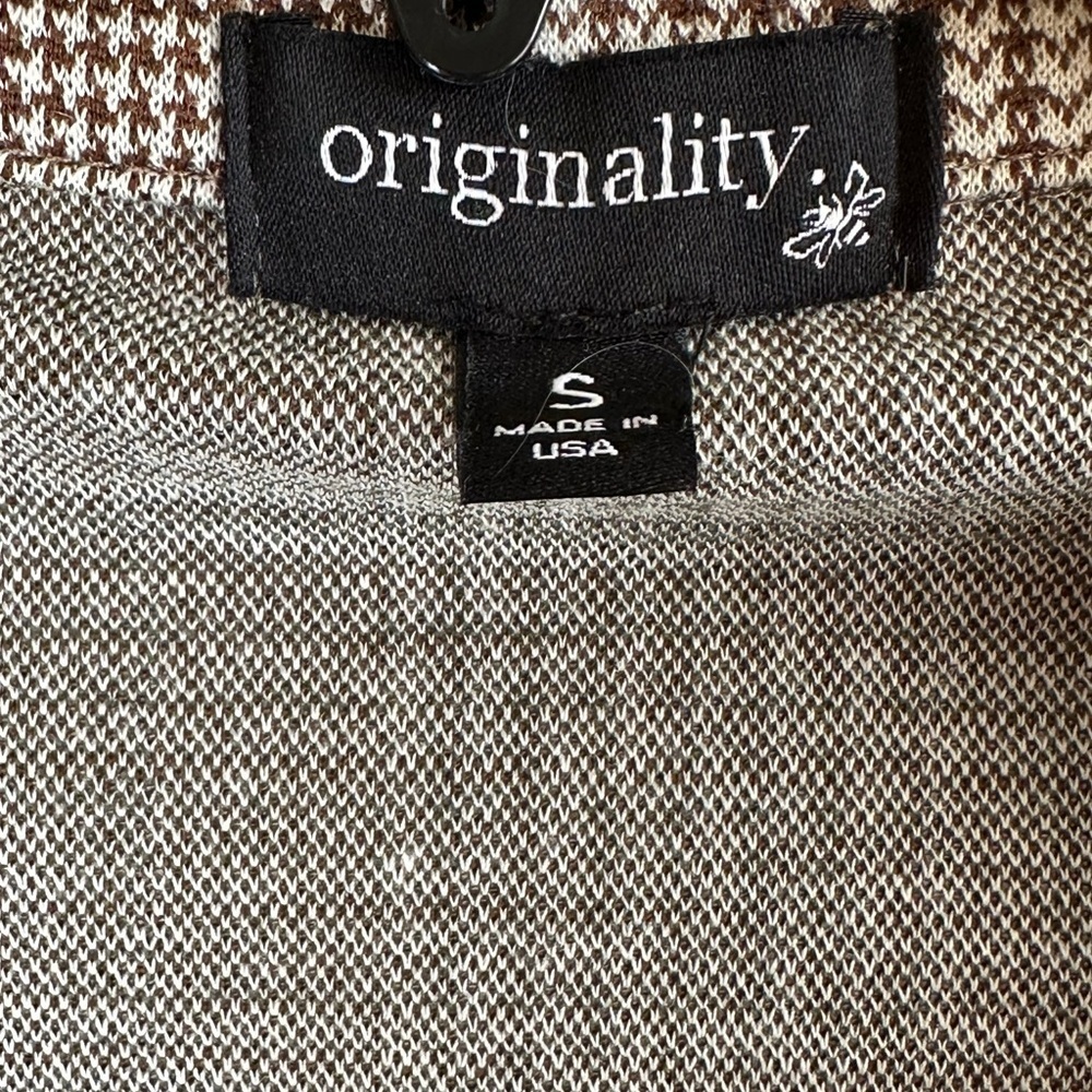 Brown Plaid 3/4 Length Sleeve Single Button Career Blazer Jacket Sz S - Picture 3 of 7